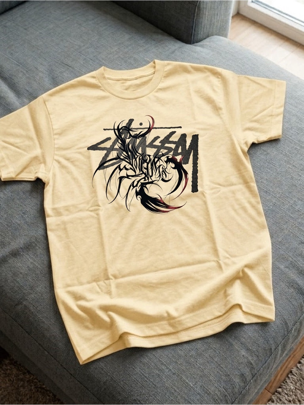Stussy Cyber Scorpion Tribal Graphic T-shirt